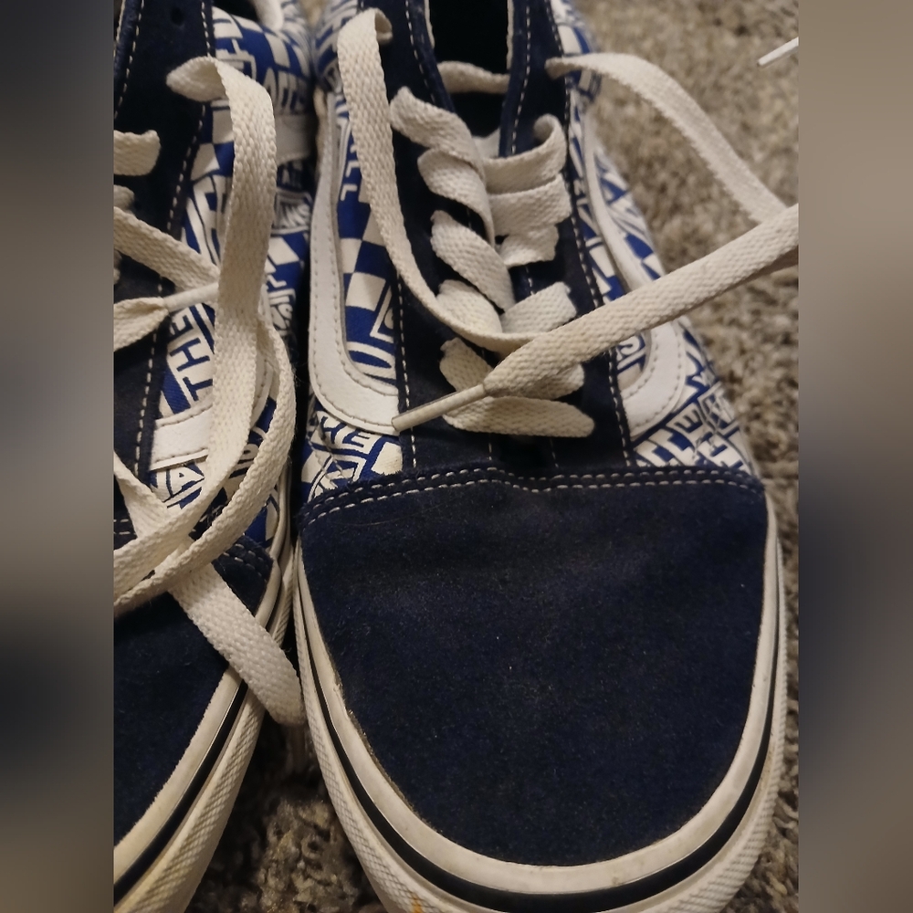 Vans Blue and White Checkered Sneakers - Picture 2 of 16